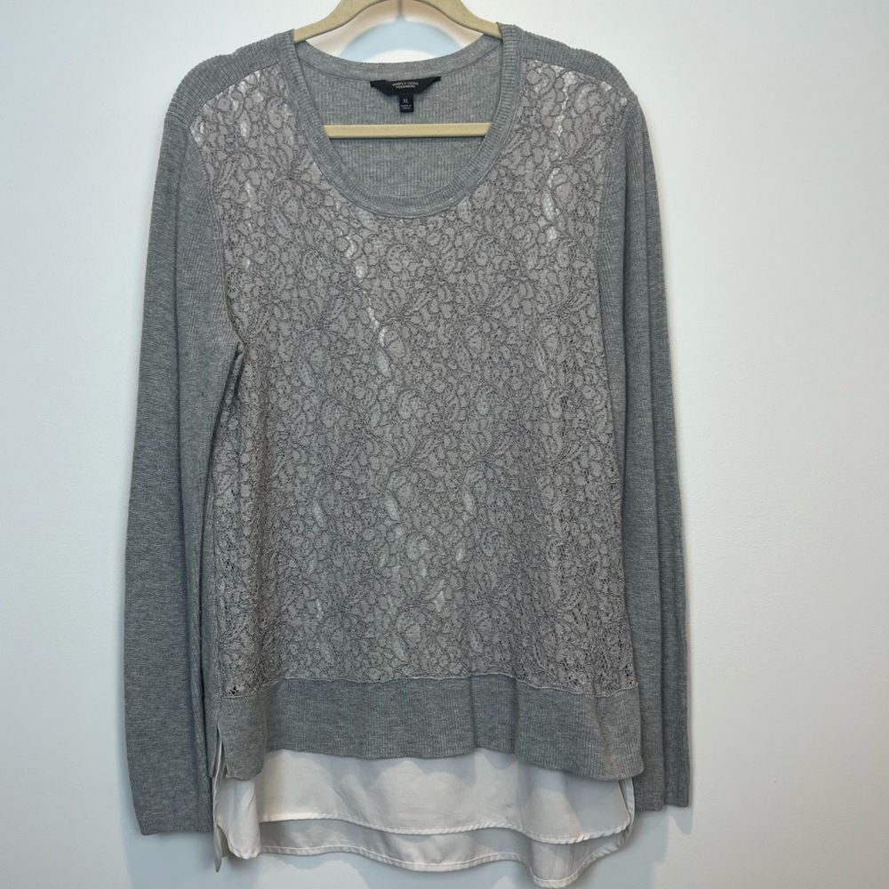 Simply Vera Vera Wang Lace Front Sweater layering SZ XL